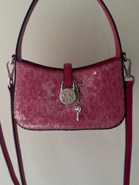 Michael Kors Pink Sequin Mini Shoulder Bag with Charm